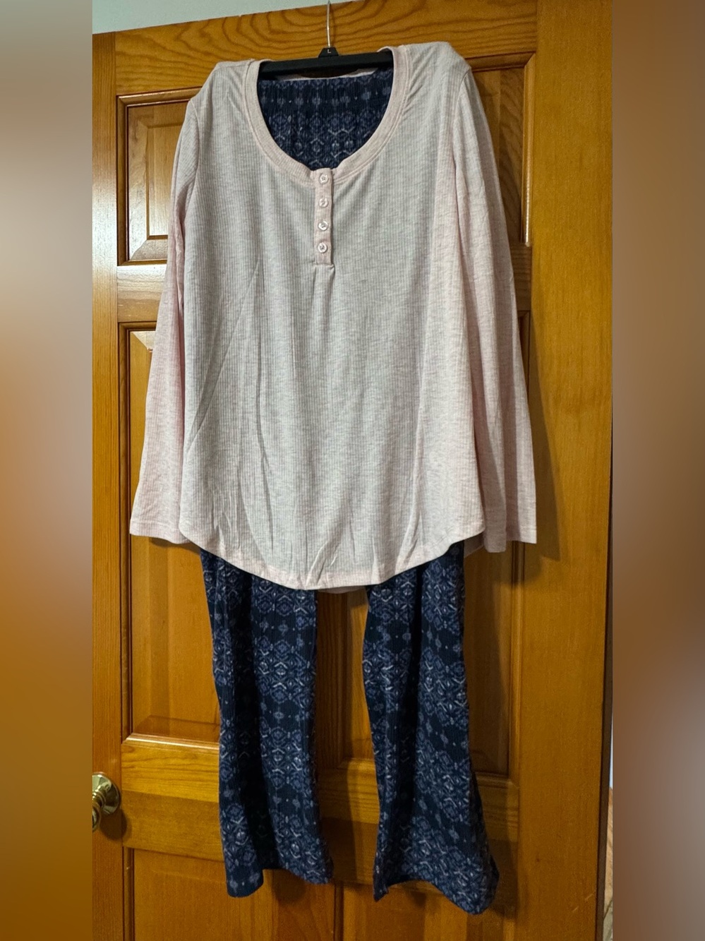 Eddie Bauer Pink Long Sleeve Henley Top with Pants & Shorts